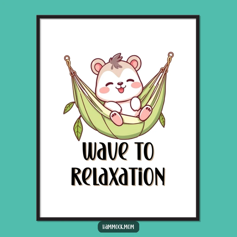 Funny Waving Hammock Poster - Lazy Vibes Animal Art Gift!