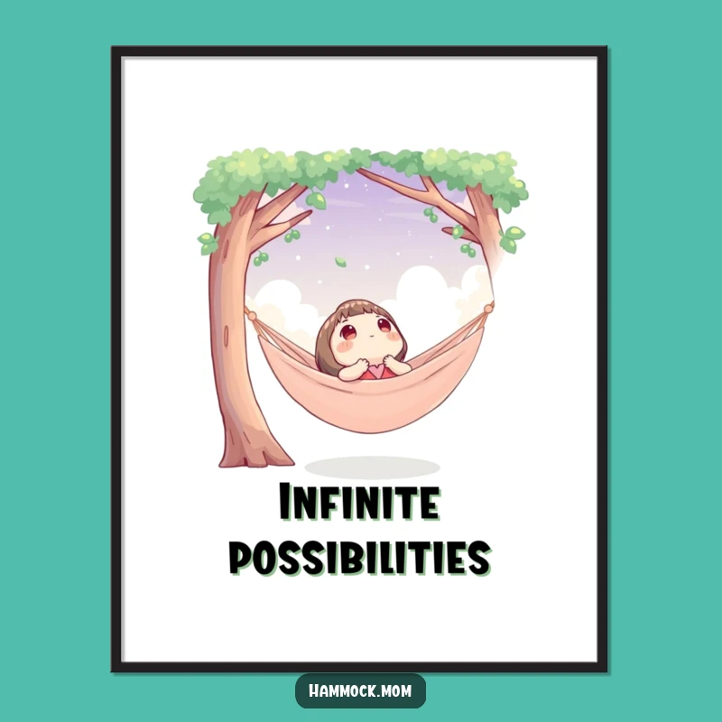 Funny Sky Hammock Poster: Character's Dreamy Gaze for Humorous Wall Art Gift