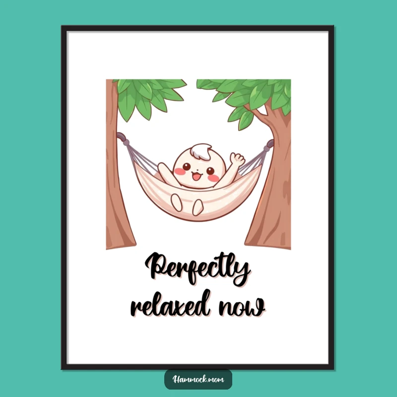 Funny Hammock Character Poster: Relaxed Waving Possum Wall Art Gift