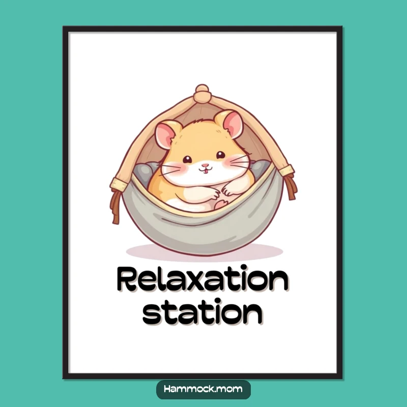 Funny Hamster Hammock Poster: Relaxing Art for Your Cozy Space
