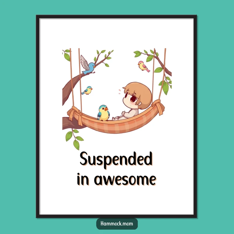 Funny Hammock Bird Watching Poster: Wall Art Character Design, Ideal Funny Gift