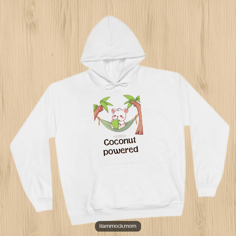 Funny Tropical Animal Hoodie with a character joyfully drinking from a coconut, a cozy and humorous gift.