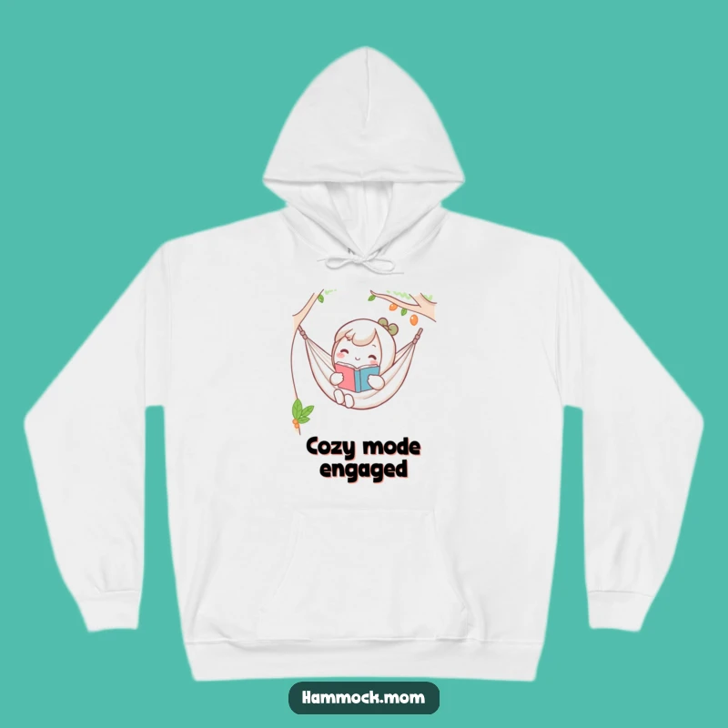Cozy Funny Kawaii Hammock Hoodie: Relaxed Reader Character Warm Gift