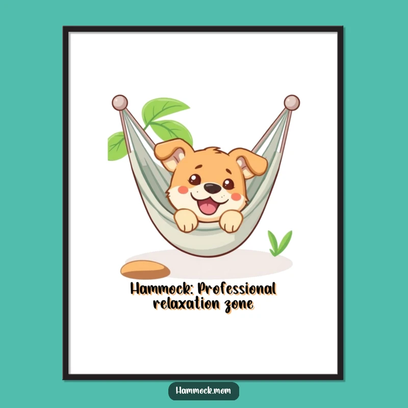Free Printable Wall Art: Amused Dog in Hammock - Funny Downloadable Decor