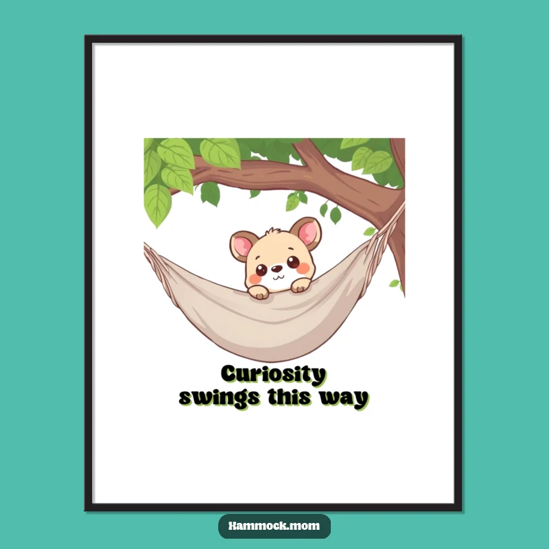 Free Printable Wall Art: Curious Hammock Animal Art - Humorous Downloadable Curiosity