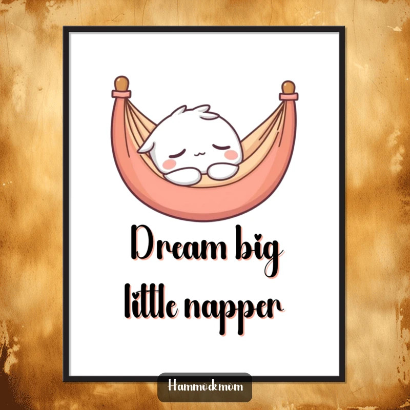Funny Free Printable Wall Art: Kawaii hammock character in a deep, peaceful slumber, bringing a serene yet humorous vibe.