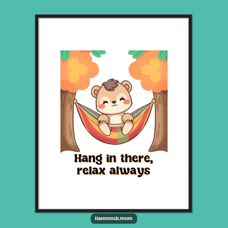 Free Printable Wall Art: Relaxed Hammock Animal, Chill Vibes Funny Downloadable Art