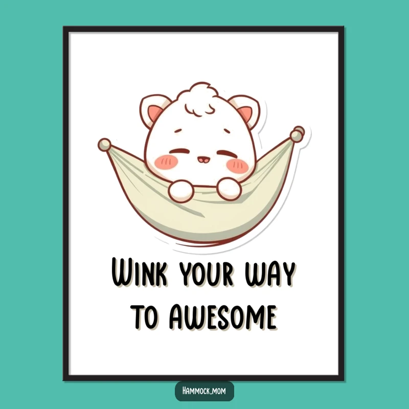 Free Printable Wall Art: Winking Hammock Animal, Quirky & Funny Downloadable Decor