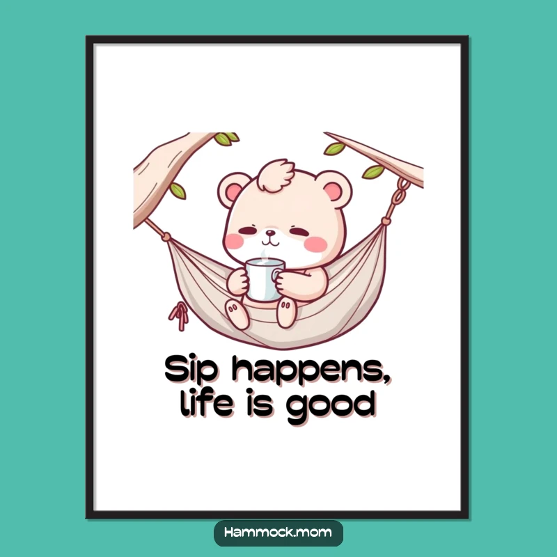 Funny Free Printable Wall Art: Hammock Animal Sipping, Hilarious Downloadable Decor