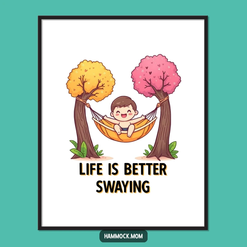 Funny Free Printable Wall Art: Happy Hammock Relaxation, Chill Tree Decor