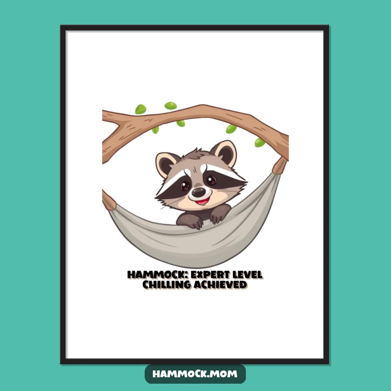 Funny Free Printable Wall Art: Raccoon Hammock Chill, Quirky Downloadable Decor