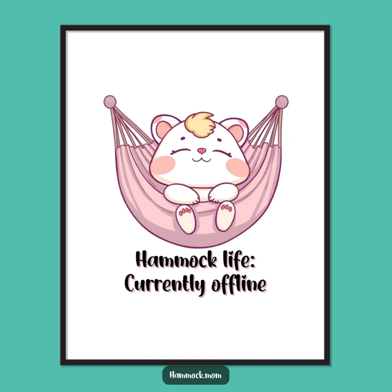 Free Printable Wall Art: Humorous Hammock Mom Animal Relaxing - Funny Downloadable Decor