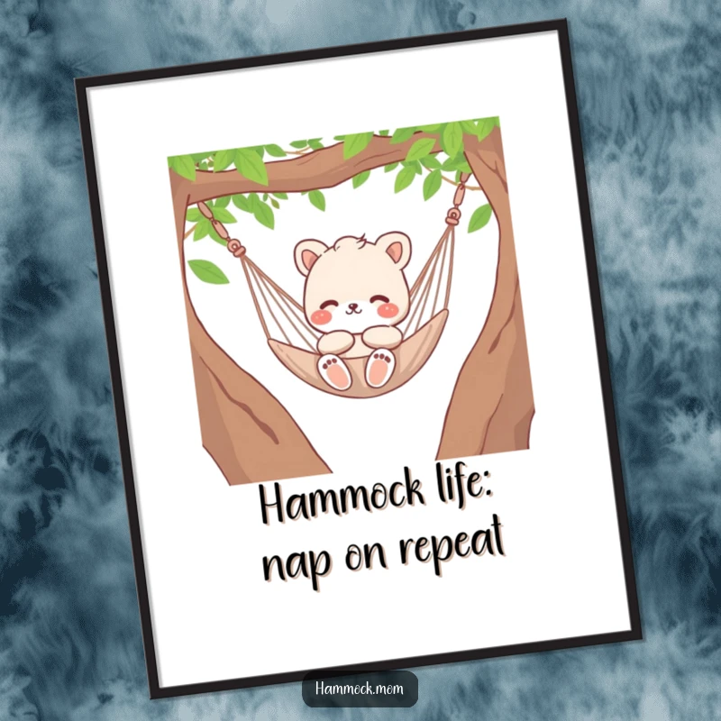 Funny Free Printable Wall Art: Animal character lounging in a hammock, embracing gentle relaxation