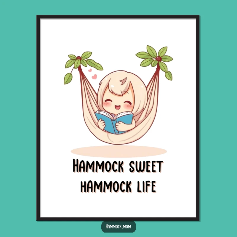 Free Printable Wall Art: Hammock Reader Peaceful Vibes Funny Downloadable Home Decor