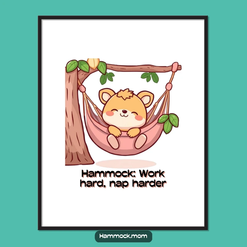 Free Printable Wall Art: Blissful Hammock Animal Art - Humorous Downloadable Decor