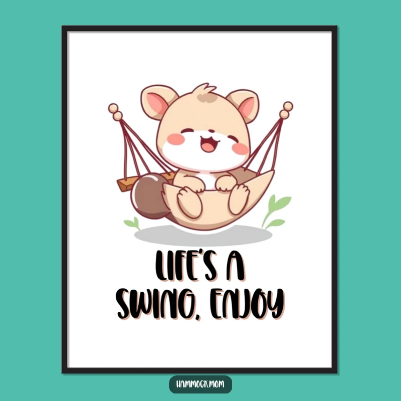 Free Printable Wall Art: Playful Hammock Animal Giggles Downloadable Decor