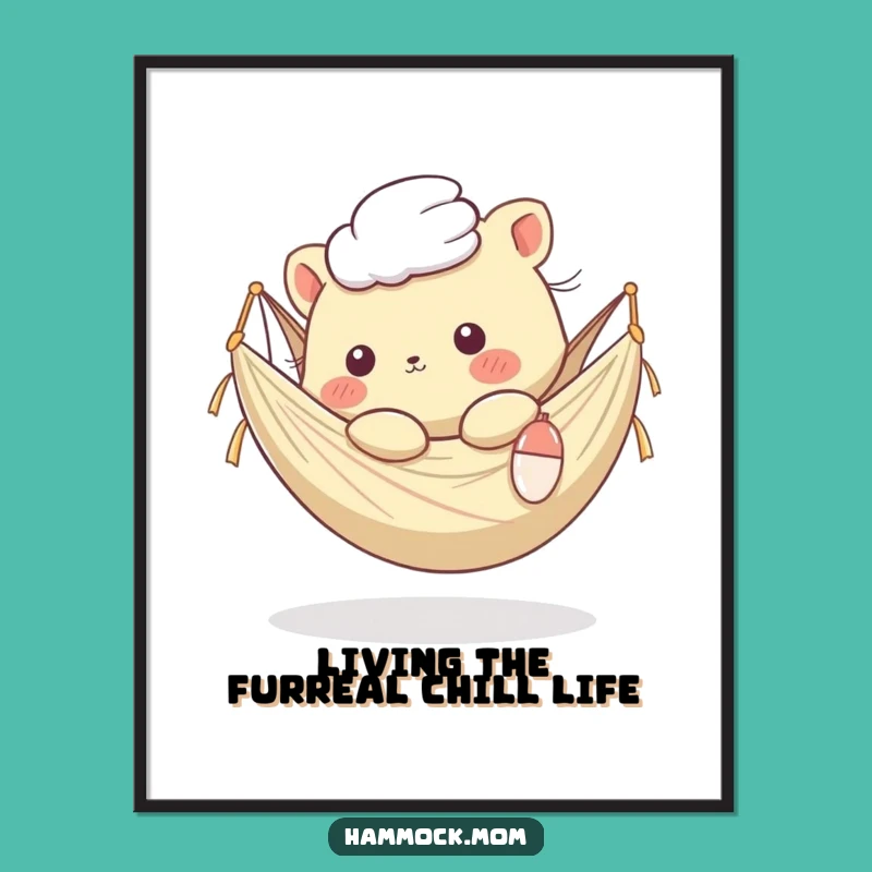 Funny Free Printable Wall Art: Kawaii Hammock Animal, Humorous Cute Downloadable Decor