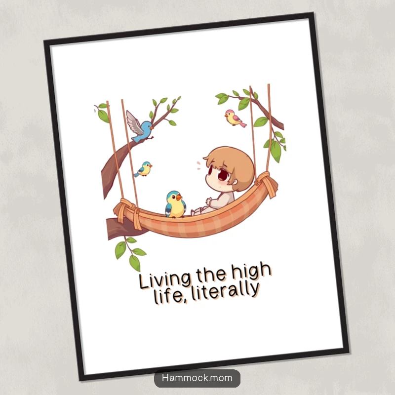 Funny Free Printable Wall Art: A whimsical sloth relaxing in a hammock, enjoying the view, perfect for any room.