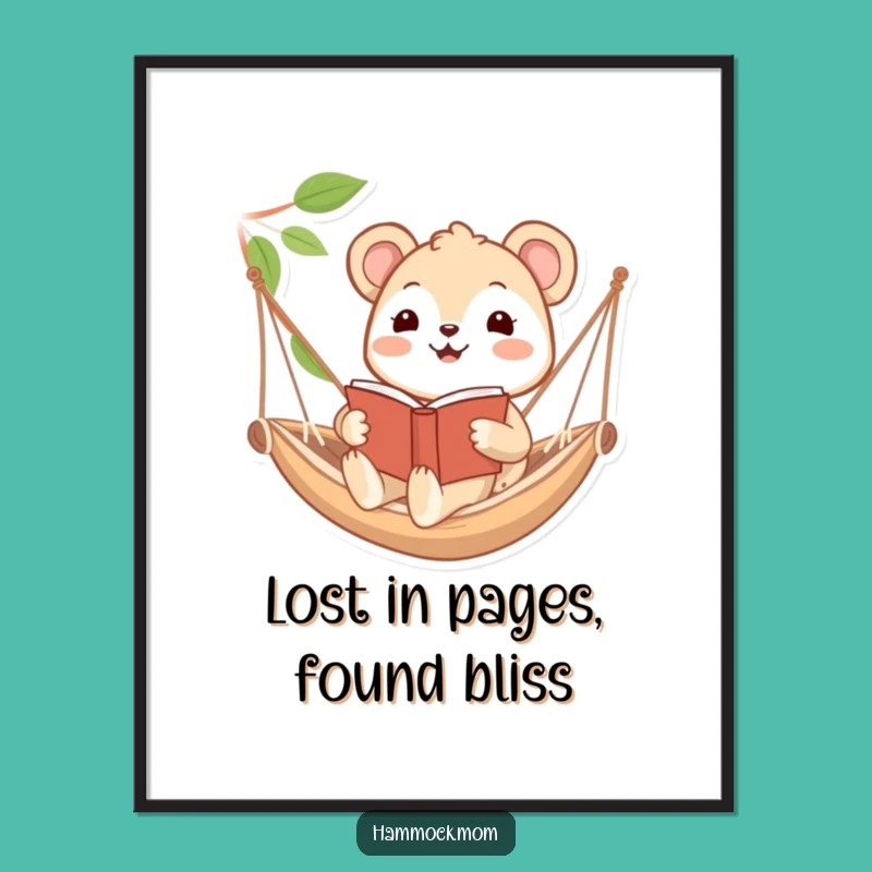 Free Printable Wall Art: Bookish Animal Hammock Chill Downloadable Decor