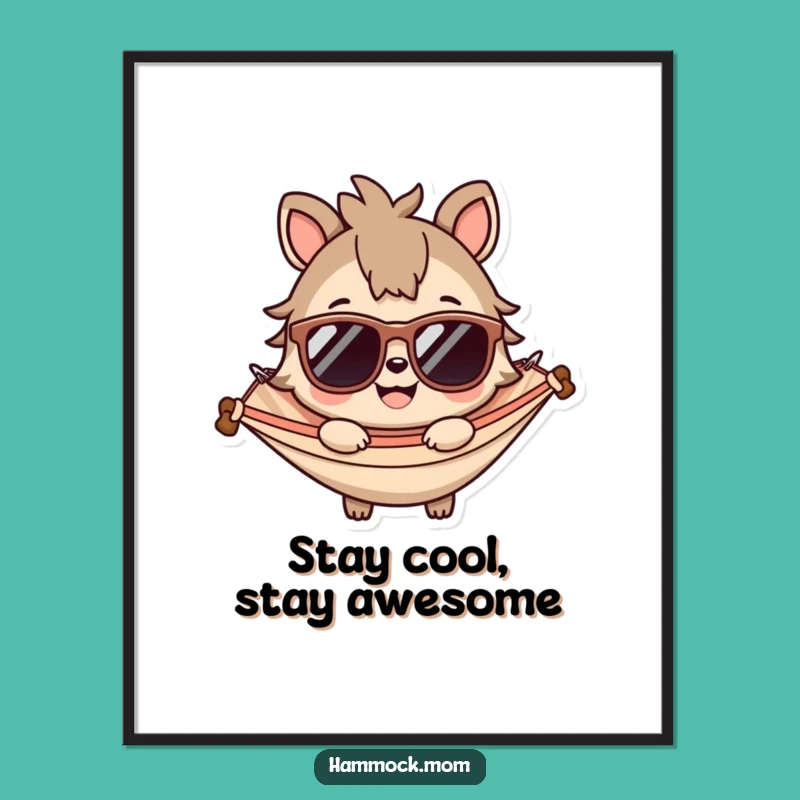 Free Printable Wall Art: Cool Sunglasses Hammock Animal, Trendy Downloadable Decor