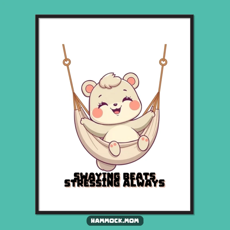 Free Printable Wall Art: Humorous Hammock Mom Animal Swinging - Funny Downloadable Decor