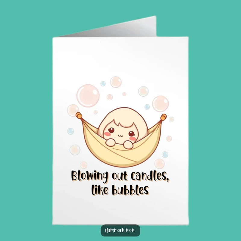 Free Printable Birthday Card Kawaii Hammock Bubbles Funny Downloadable Gift