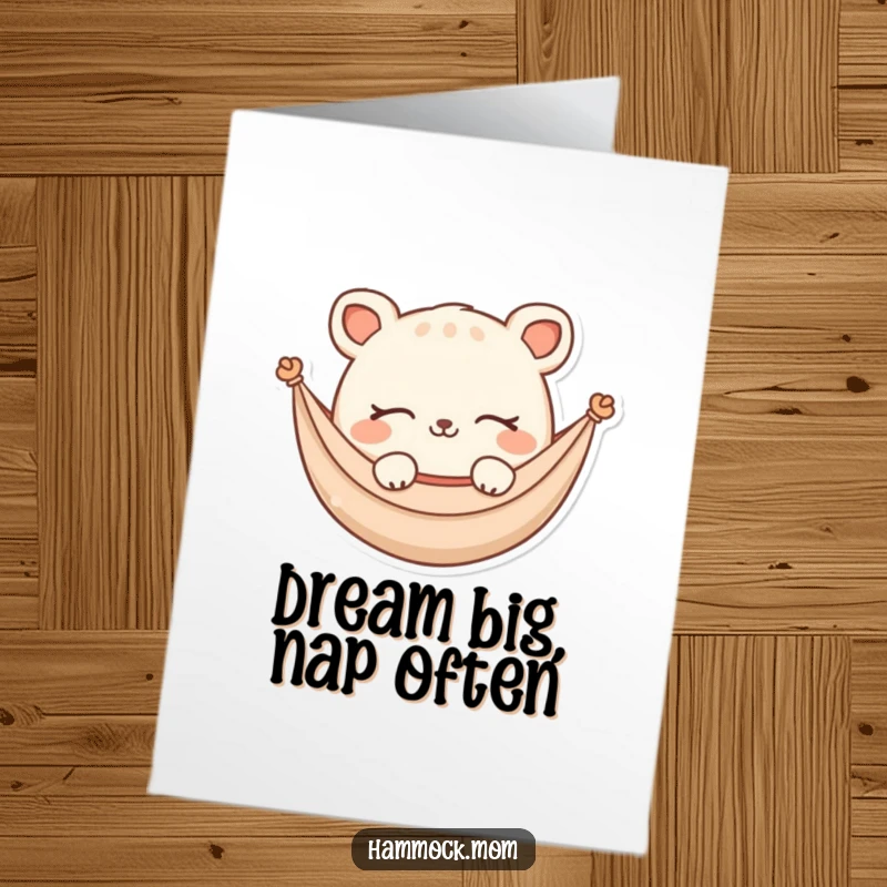 Funny Free Printable Birthday Card: A hammock animal peacefully dreaming, smiling softly, perfect for a downloadable birthday wish.