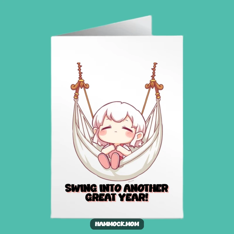 Free Printable Birthday Card: Blissful Hammock Character, Relaxing Downloadable Gift