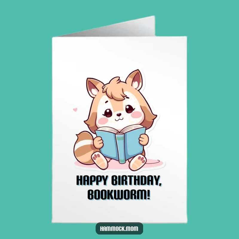 Free Printable Birthday Card: Bookish Animal Character, Cozy Birthday Downloadable Gift