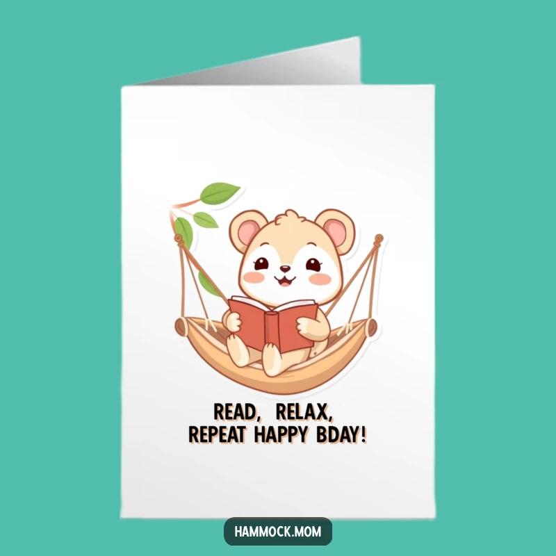 Free Printable Birthday Card: Bookish Animal Hammock Fun Downloadable Gift