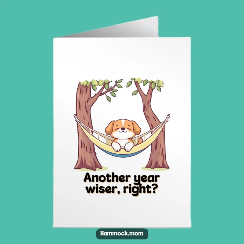 Free Printable Birthday Card: Content Dog in Hammock Funny Downloadable Gift