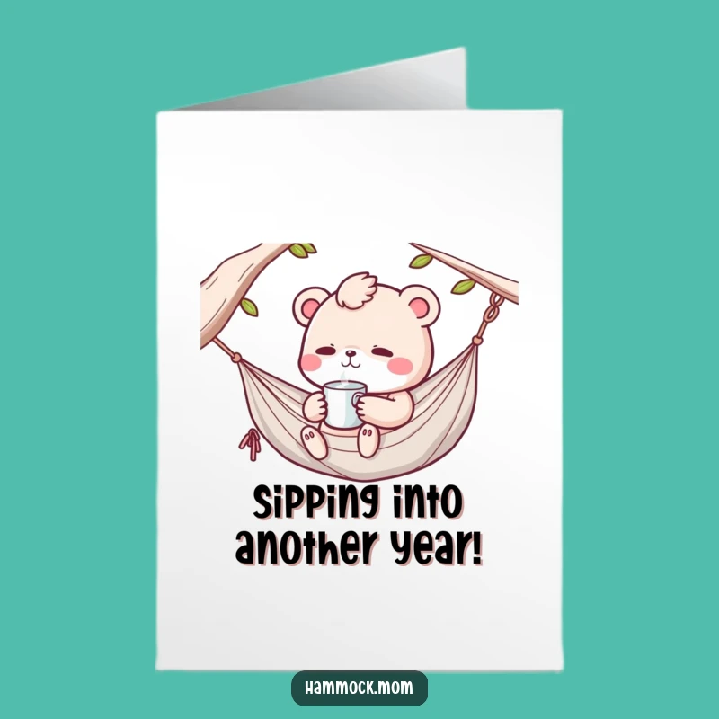 Free Printable Birthday Card: Funny Hammock Animal Sipping, Hilarious Downloadable Gift