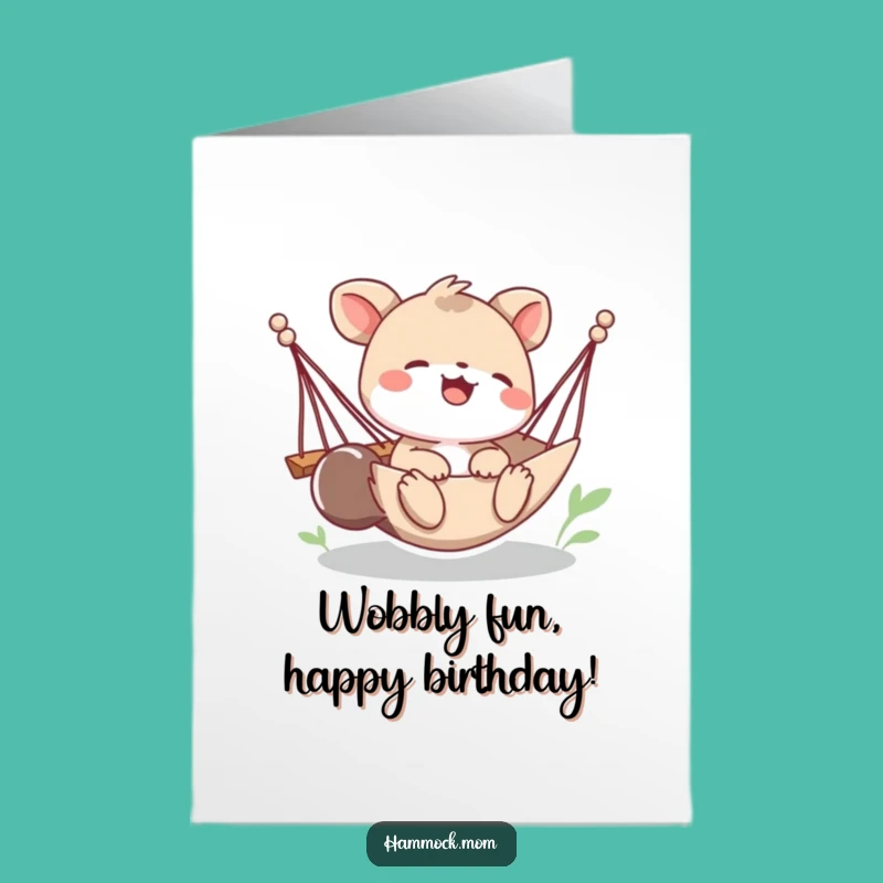 Free Printable Birthday Card: Playful Hammock Animal Giggles Downloadable Gift