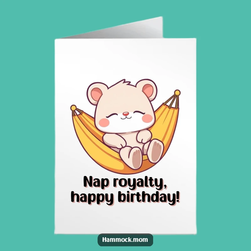 Free Printable Birthday Card: Relaxed Animal Hammock Fun Downloadable Gift