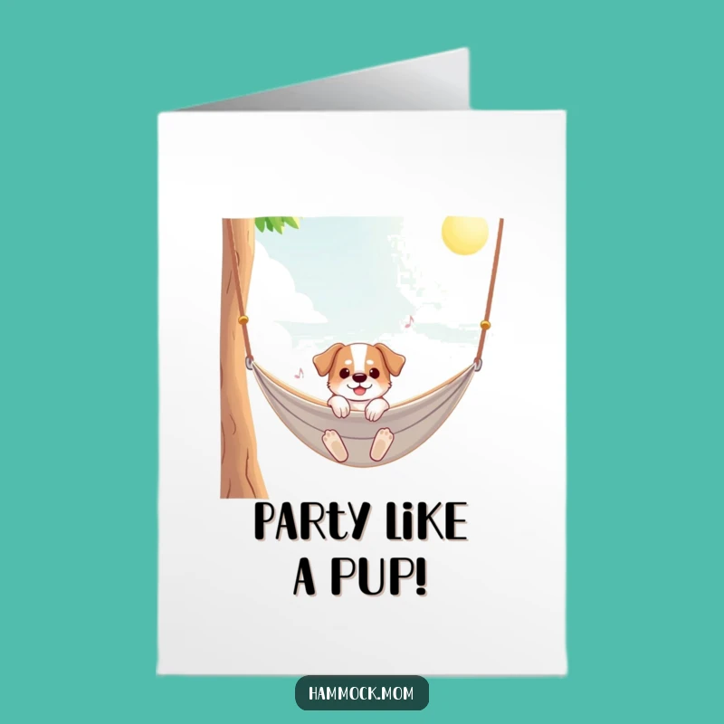Free Printable Birthday Card: Sunny Hammock Dog Funny Downloadable Gift