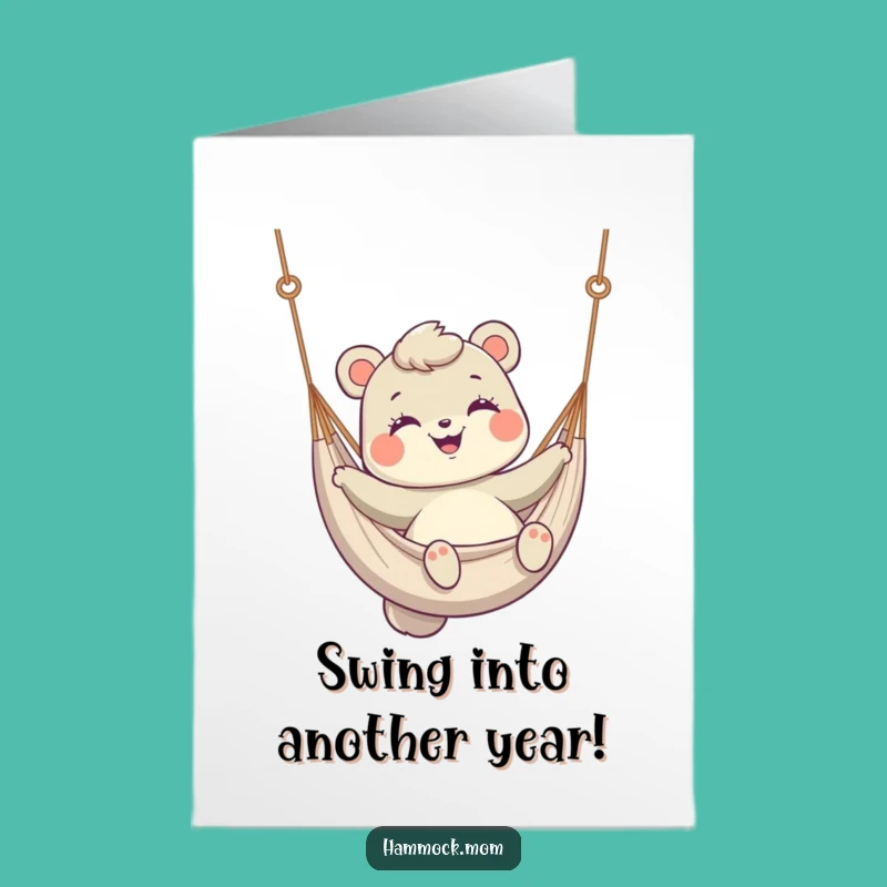 Free Printable Birthday Card: Swinging Hammock Mom Animal - Funny Downloadable Gift