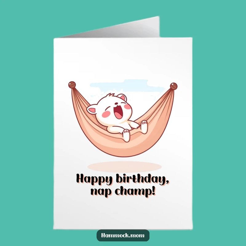 Free Printable Funny Hammock Birthday Card: Yawning Character, Perfect Downloadable Gift