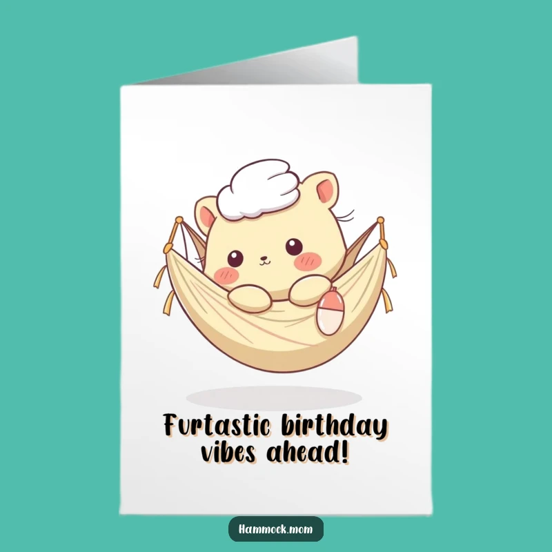 Funny Free Printable Birthday Card: Kawaii Hammock Animal Relaxing, Perfect DIY Gift