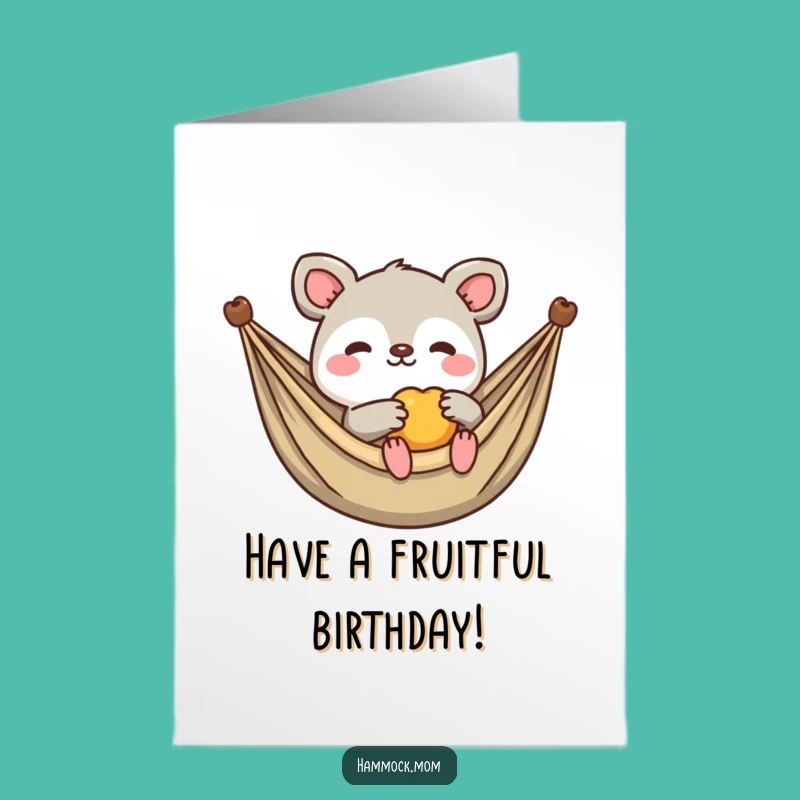 Funny Free Printable Birthday Card: Kawaii Hammock Animal Sharing Fruit, DIY Gift