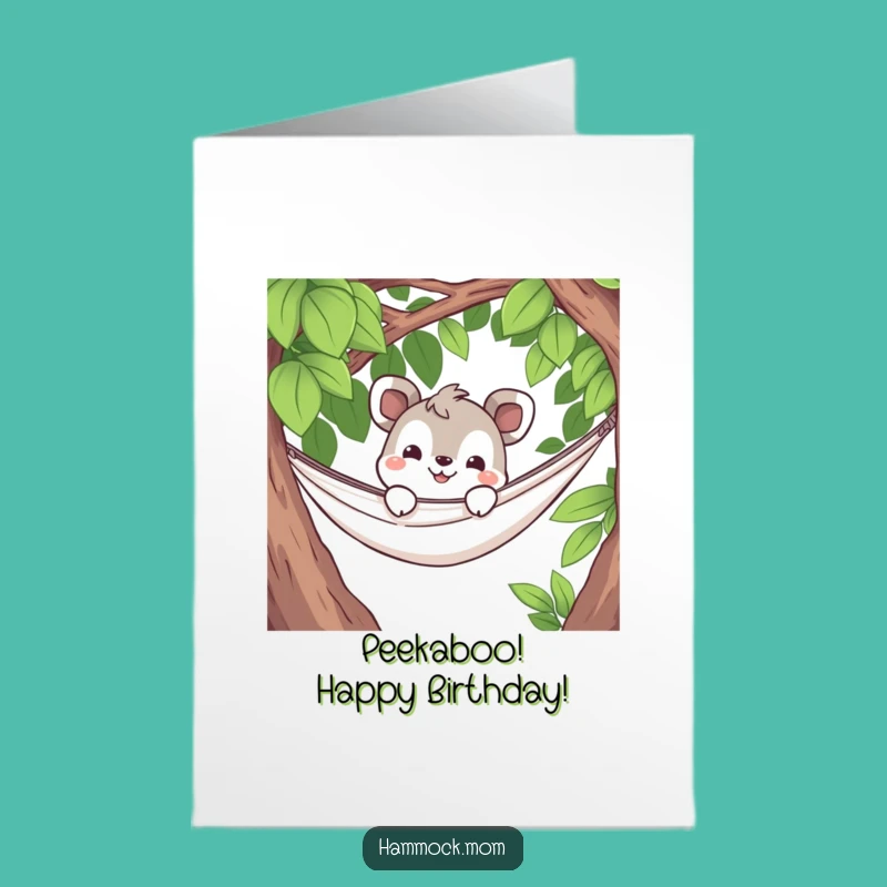 Free Printable Birthday Card: Curious Hammock Animal Grin Downloadable Gift