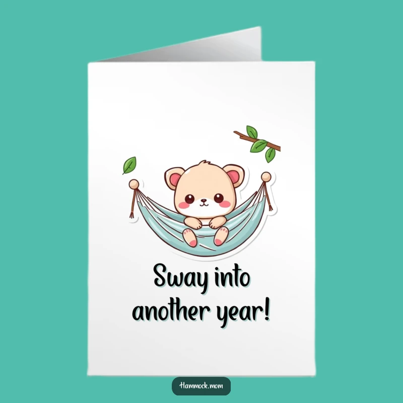 Free Printable Birthday Card: Kawaii Hammock Animal, Relaxing Vibes, Downloadable Gift
