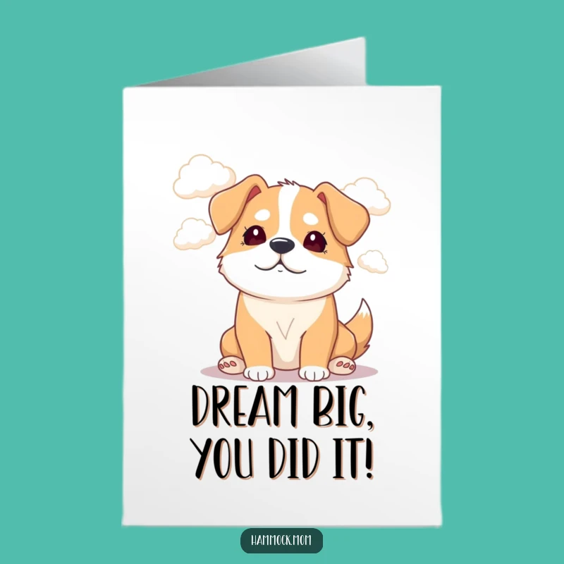 Free Printable Congrats Card: Dreamy Mama Dog Cloud Watching Funny Downloadable Celebration