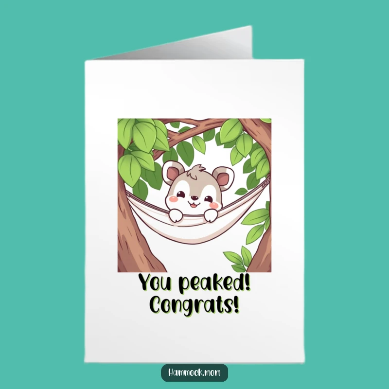 Free Printable Congrats Card: Curious Hammock Animal Grin Downloadable Gift