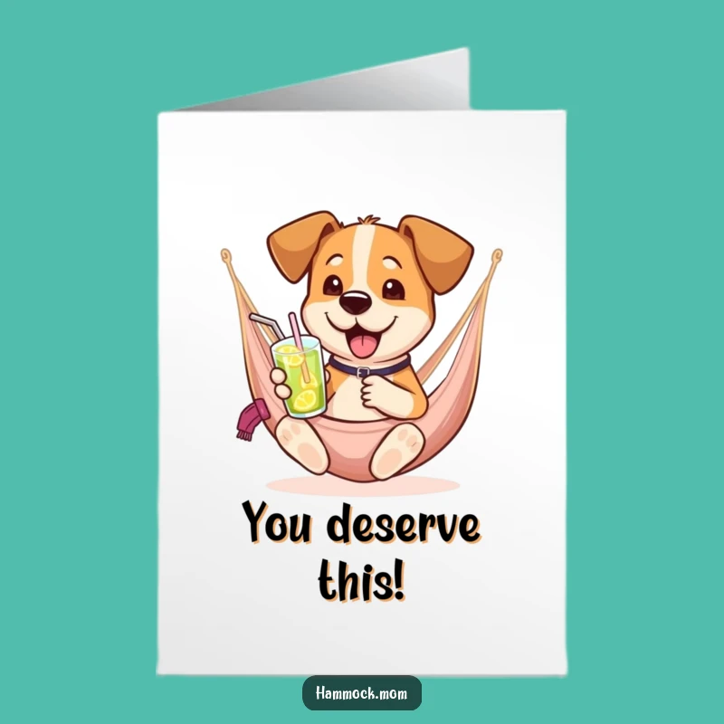 Free Printable Congrats Card: Dog Drink Hammock Funny Downloadable Gift