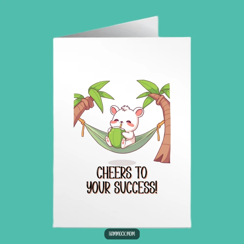 Free Printable Congrats Card: Hammock Animal Coconut Toast, Celebration Drink, Downloadable Gift