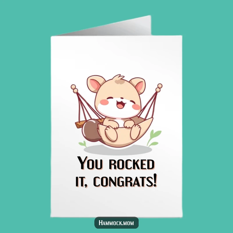 Free Printable Congrats Card: Playful Hammock Animal Cheers Downloadable Gift