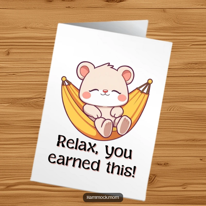 Funny Free Printable Congratulations Card showing a serene animal enjoying a hammock, a perfect downloadable gift for any occasion.