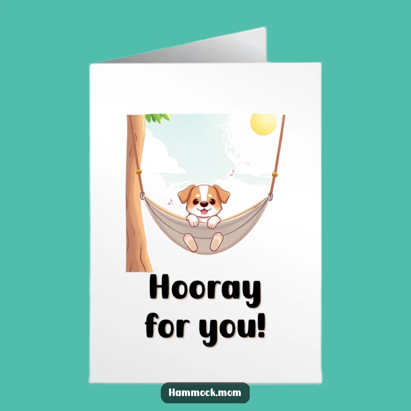 Free Printable Congrats Card: Sunny Hammock Dog Funny Downloadable Gift