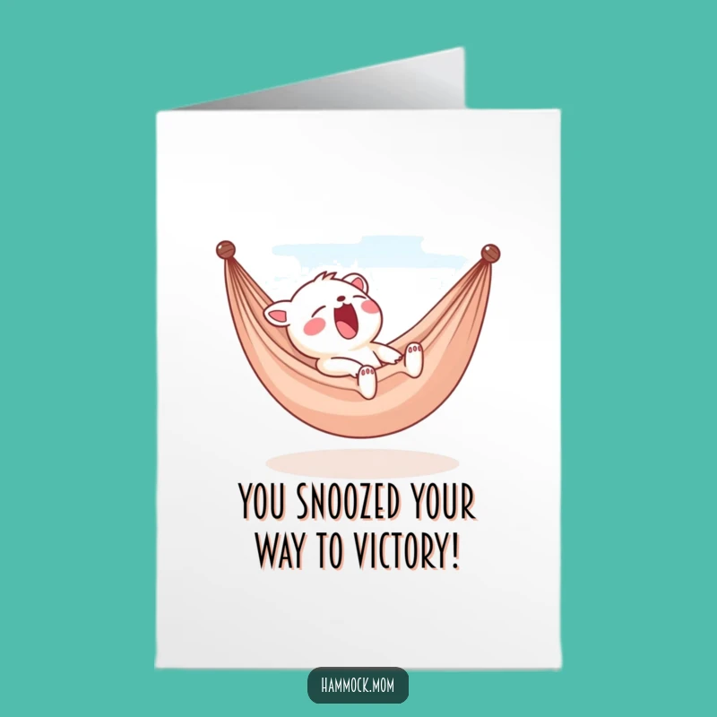 Free Printable Funny Hammock Congrats Card: Yawning Character, Best Downloadable Gift