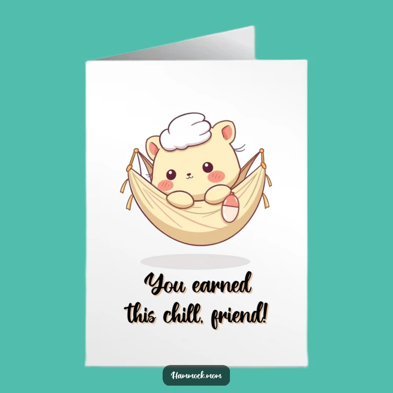 Free Printable Congratulations Card: Chill Kawaii Hammock Animal, Humorous Downloadable Gift